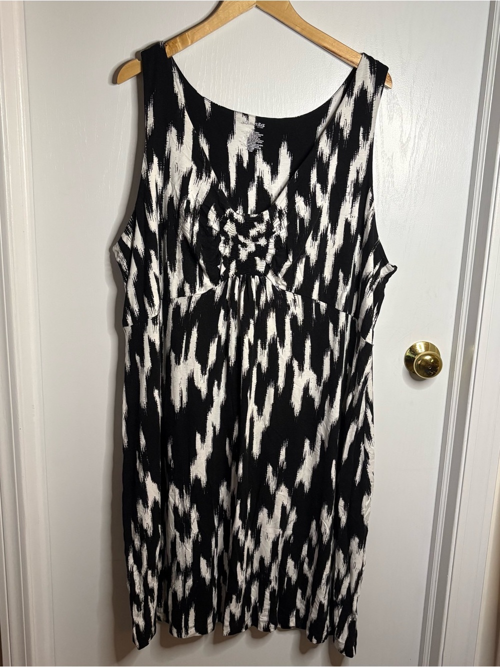 St John's Bay 3X Abstract Knit Babydoll Dress/Jumper Smocked Detail Round Neck